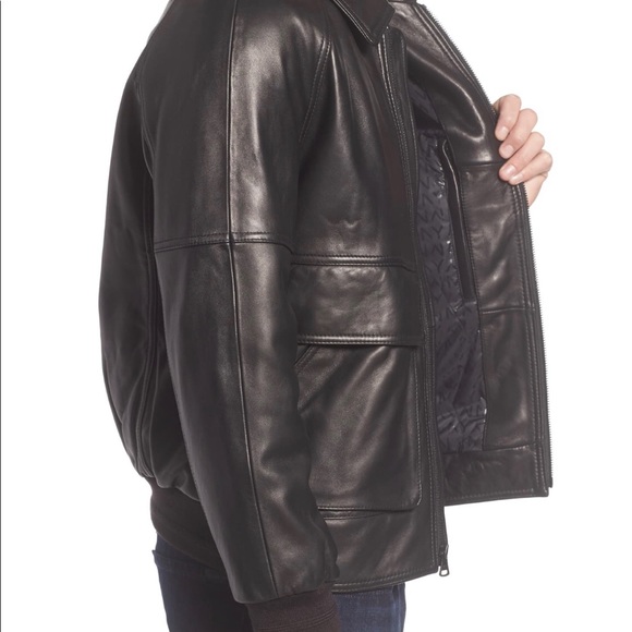 Marc Andrew Lambskin Leather Aviator Jacket - Picture 3 of 5